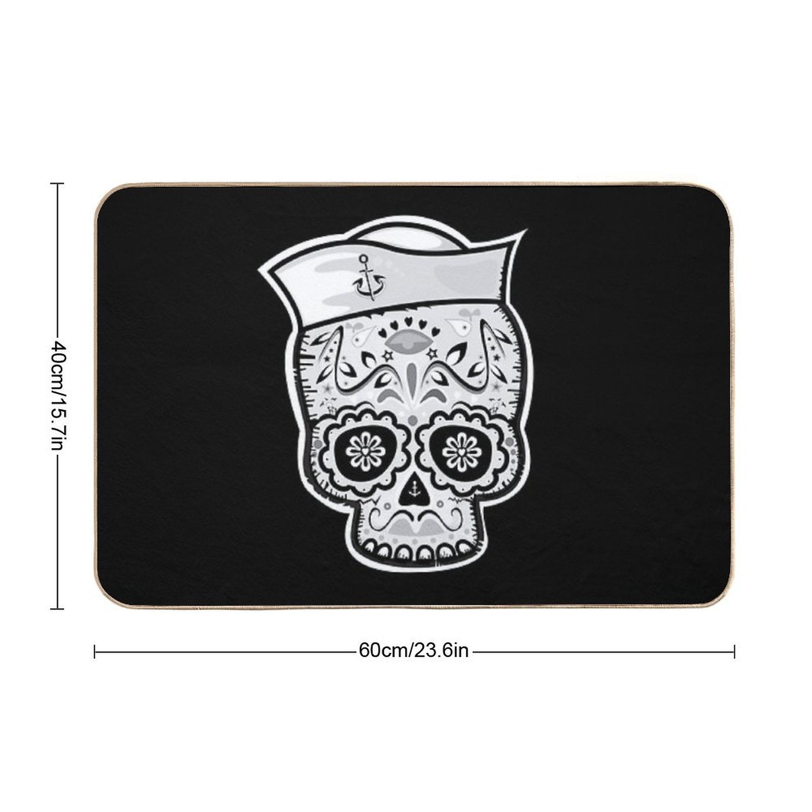Marinero Muerto Sugar Skull  Stain-Proof Bath Mat