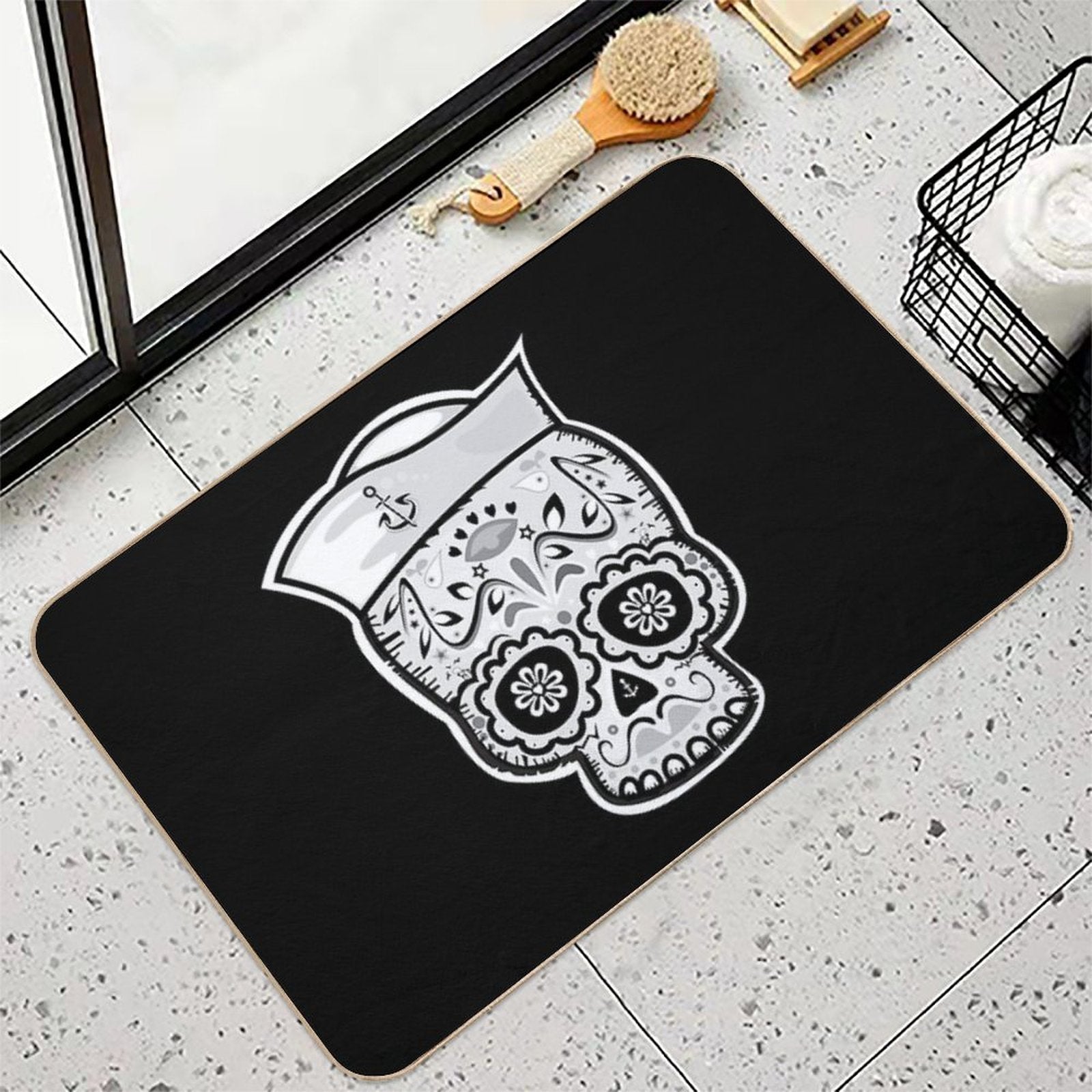 Marinero Muerto Sugar Skull  Stain-Proof Bath Mat