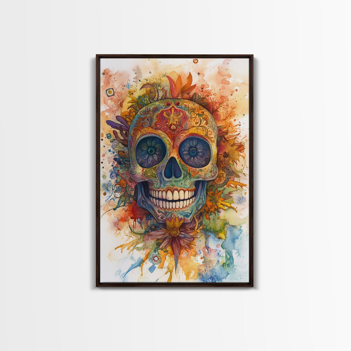 Sugar Skull Framed Canvas Print — Chicano Wall Art