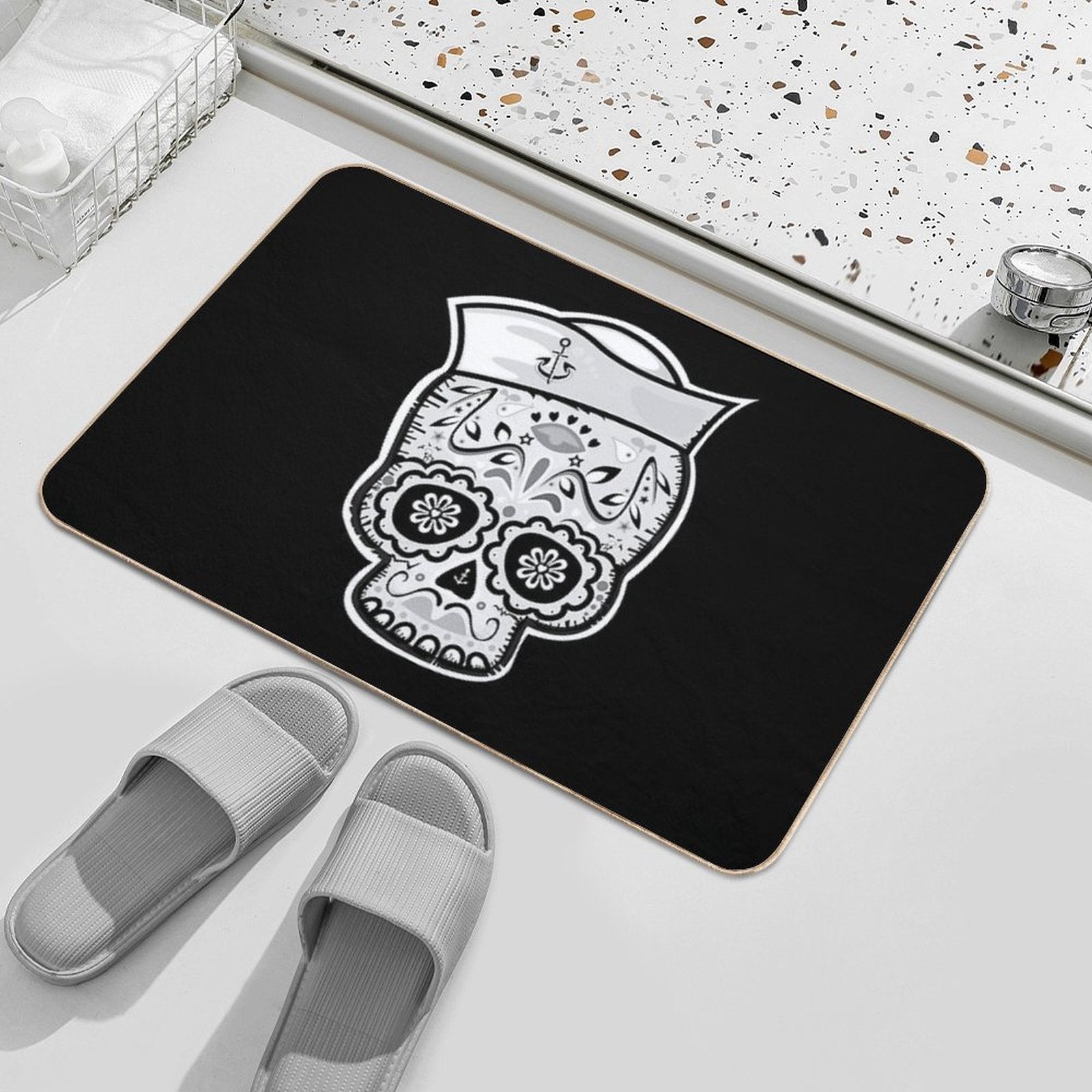 Marinero Muerto Sugar Skull  Stain-Proof Bath Mat