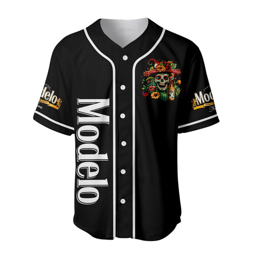 Día de los Muertos All-Black Skull Baseball Jersey