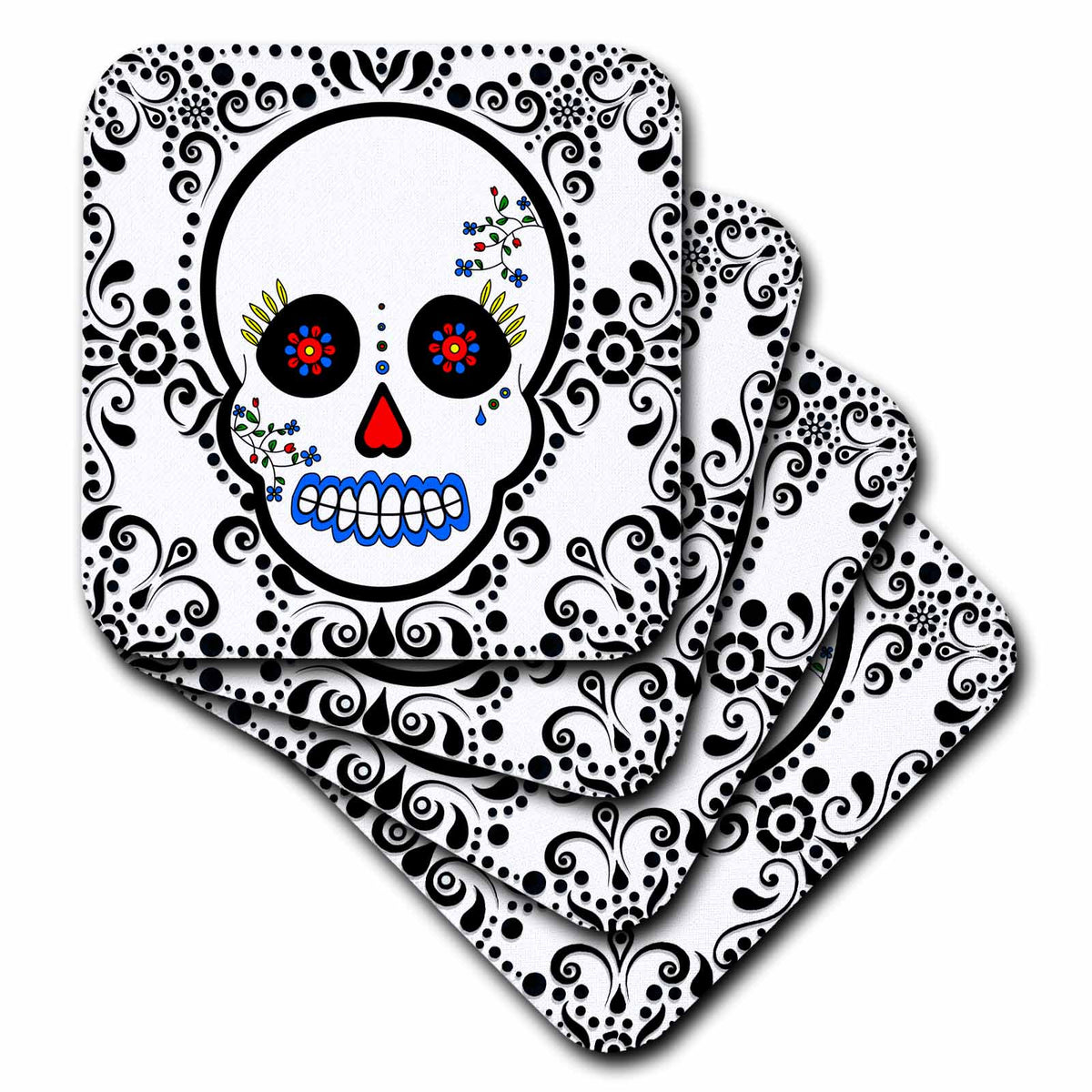 Sugar Skull Día de los Muertos Coaster Set