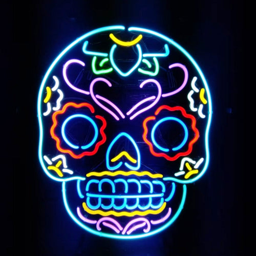 Death Mask Skull Neon Sign