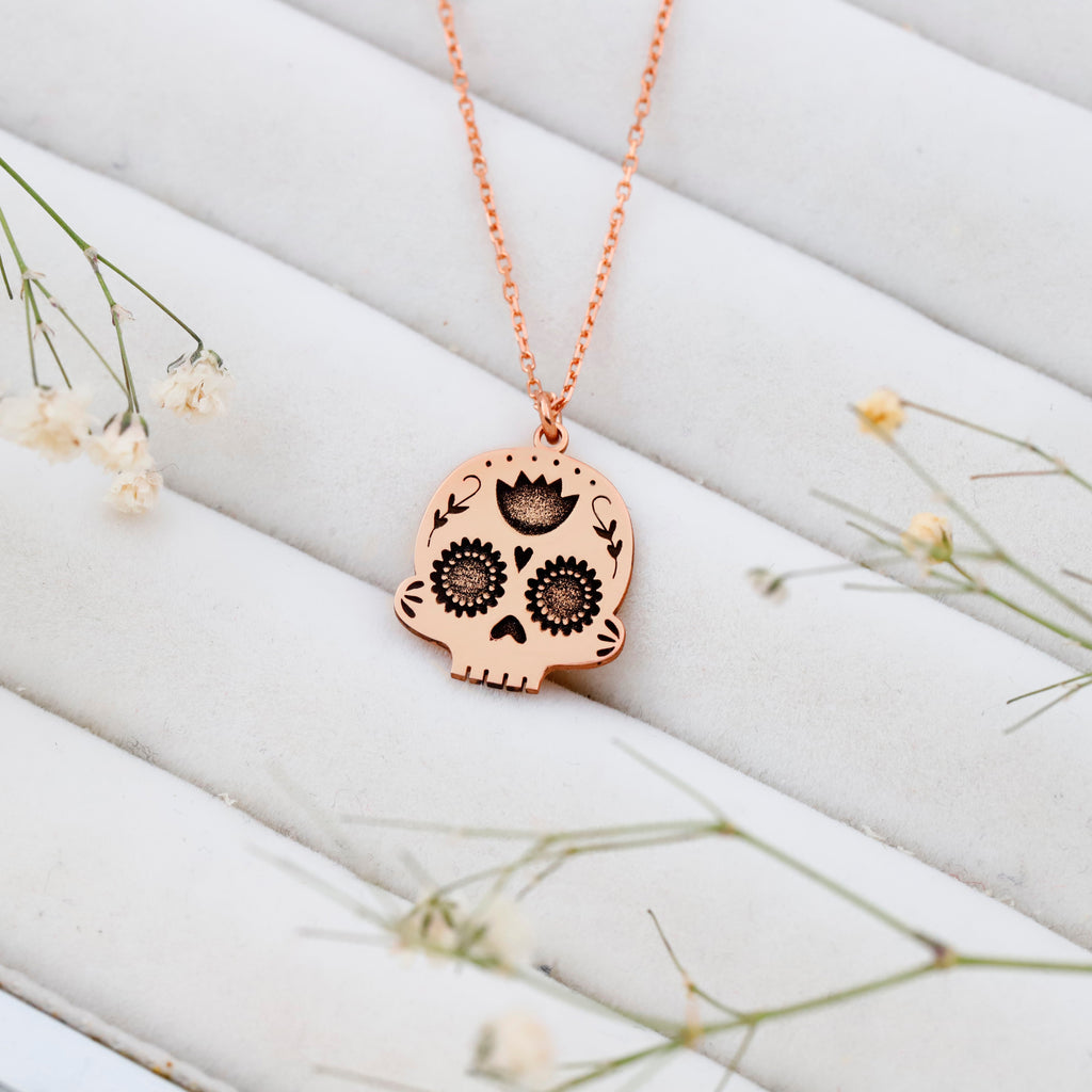 Dia De Los Muertos Celebration Sugar Skull Jewelry in 925 Sterling Silver