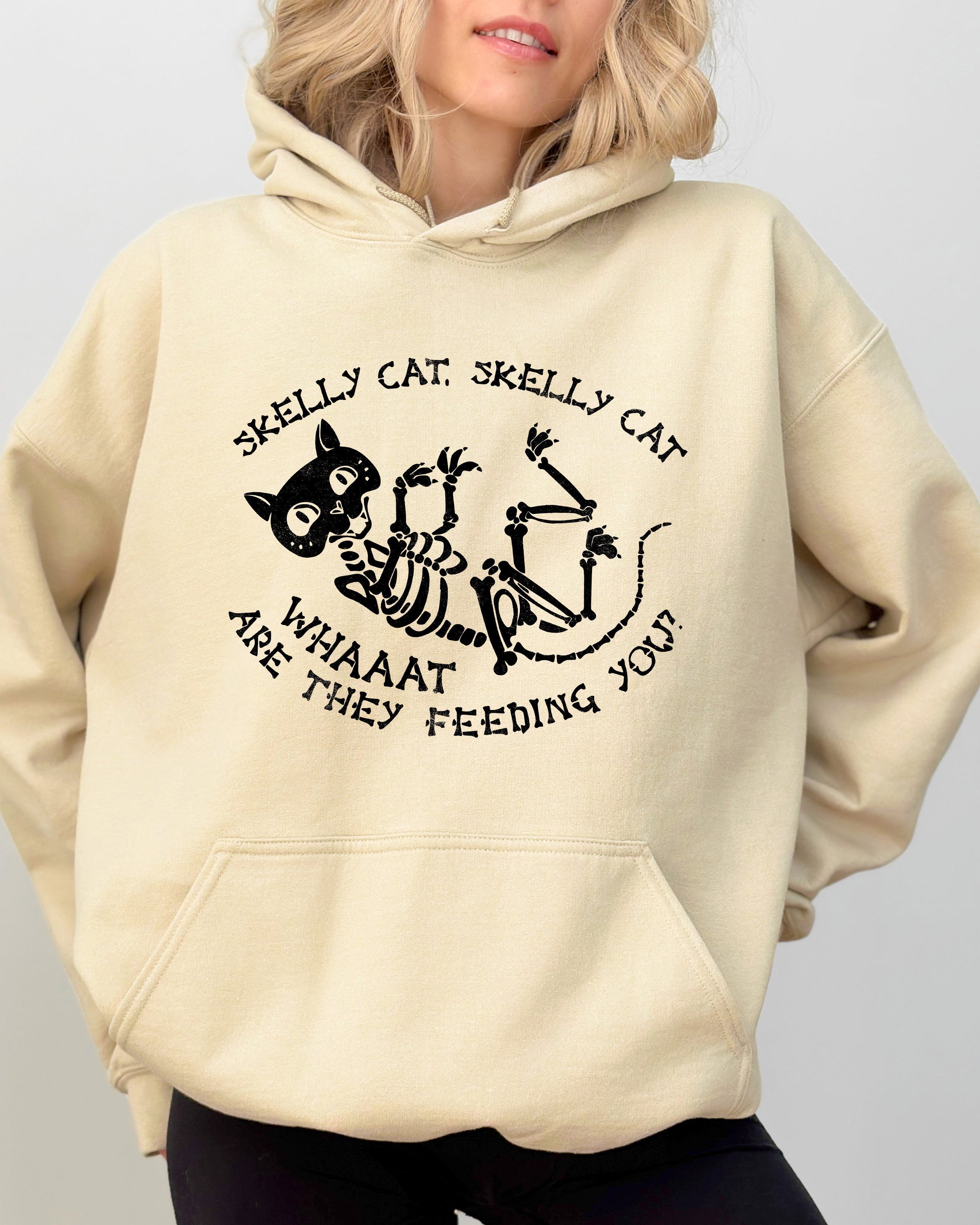Skelly Cat, Skeleton, Ghost, Witch, Skull, Spooky, Aesthetic, Meme, Halloween, Costume, Hoodie, Hooded Sweatshirt