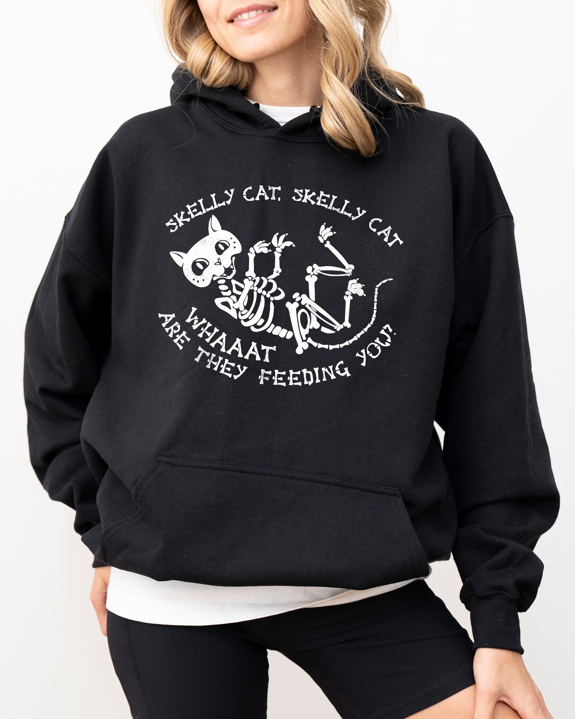 Skelly Cat, Skeleton, Ghost, Witch, Skull, Spooky, Aesthetic, Meme, Halloween, Costume, Hoodie, Hooded Sweatshirt