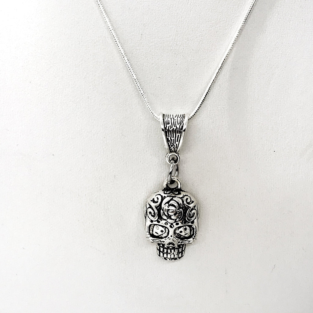 Sugar Skull Necklace, Day Of The Dead Gift, Sugar Skull Gift, Sugar Skull Pendant, Day Of The Dead Charm, Remembrance Gift, Gift For Her