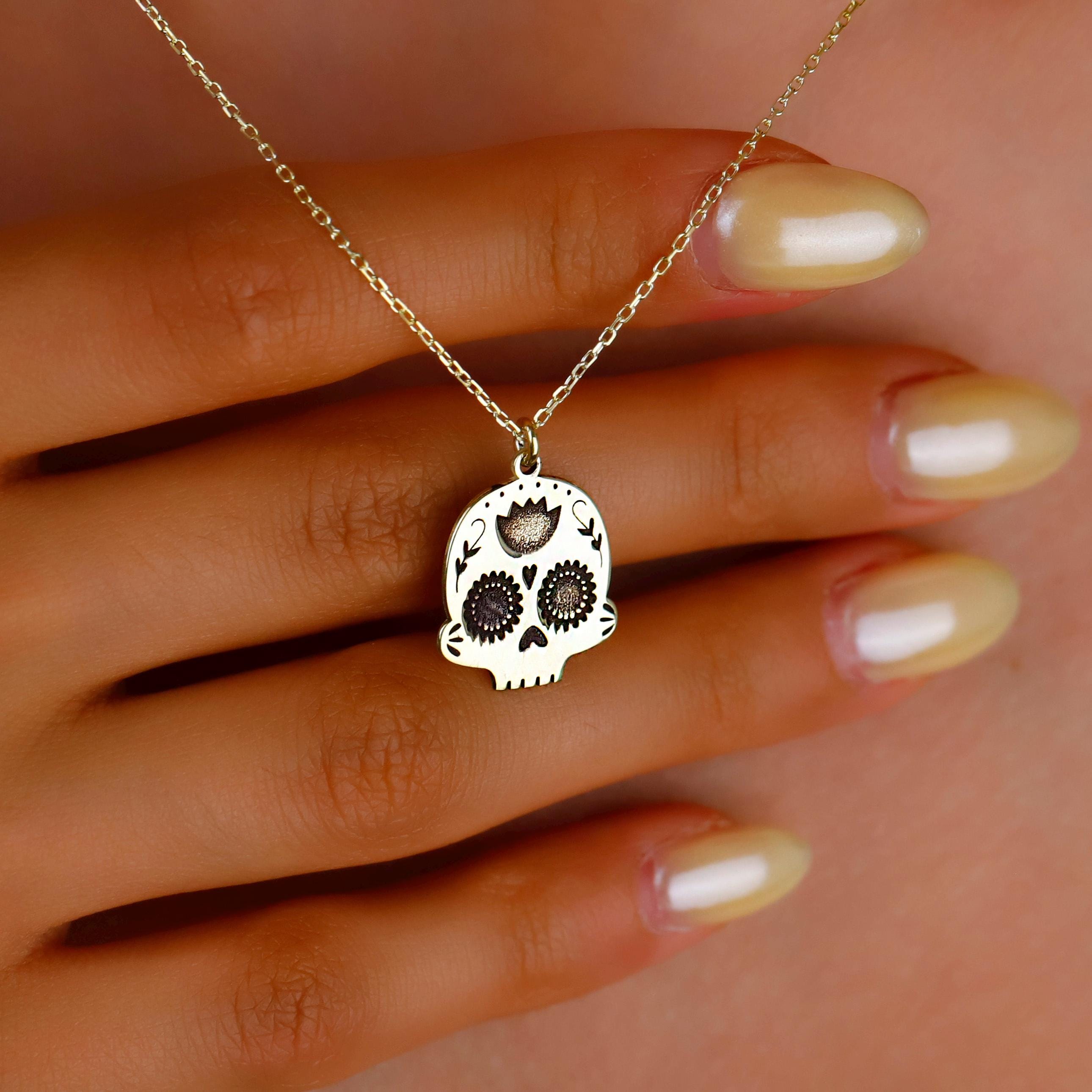 Dia De Los Muertos Celebration Sugar Skull Jewelry in 925 Sterling Silver